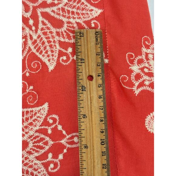 Solitaire Salman Embroidered Lotus Blouse Sz S Floral Shirt Crochet Boho Fairy - Picture 7 of 8